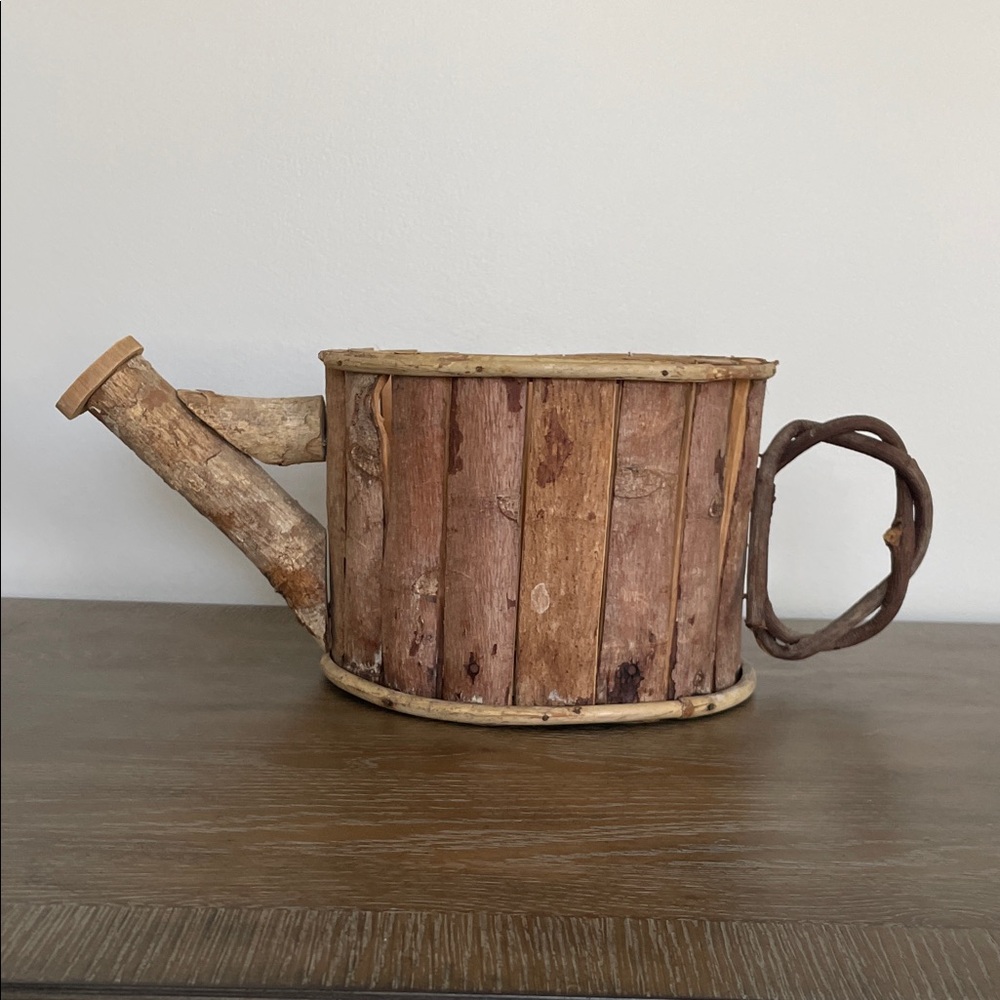 Rustic Wood Planter Watering Can